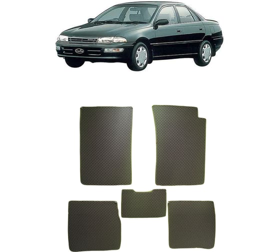 Ковры в салон автомобиля Eva Smart toyota corona (t190) правый руль 1992 - 1998 эва сота коричневые c бежевой окантовкой 3776-A6A1-S 1