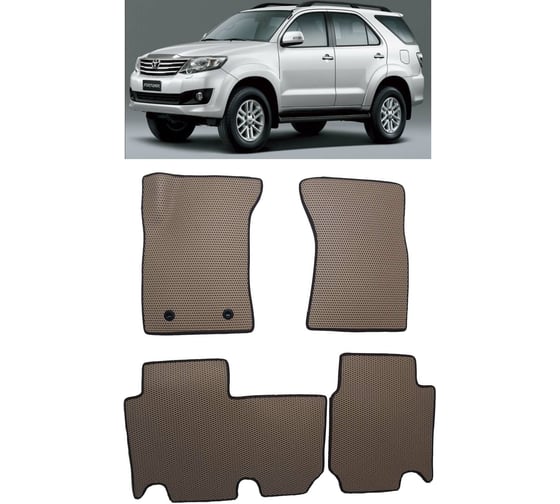 Ковры в салон автомобиля Eva Smart toyota fortuner кроссовер 5мест 2005 - 2015 эва сота чёрные c красной окантовкой 2515-B5A7-S 1