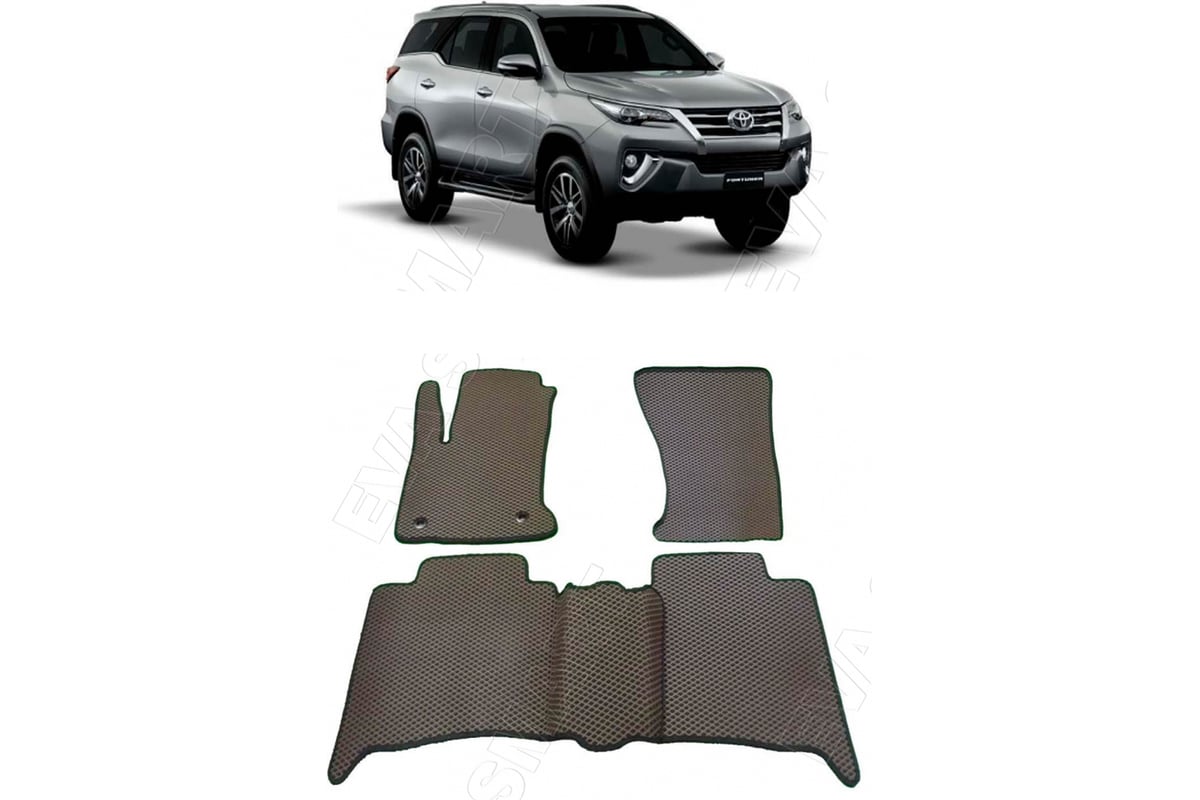 Ковры в салон автомобиля Eva Smart toyota fortuner ii кроссовер 5мест 2015  - эва сота чёрные c синей окантовкой 2674-B5B2-S - заказать в  интернет-магазине: цена, описание, отзывы.