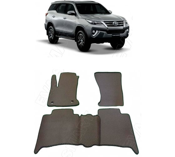 Ковры в салон автомобиля Eva Smart toyota fortuner ii кроссовер 5мест 2015 - эва сота чёрные c синей окантовкой 2674-B5B2-S 1