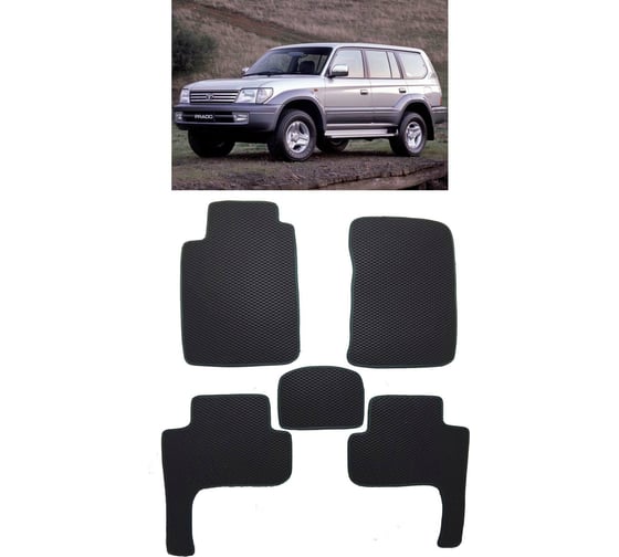Ковры в салон автомобиля Eva Smart toyota land cruiser prado 90 1996 - 2002 эва сота чёрные c красной окантовкой 2058-B5A7-S 1