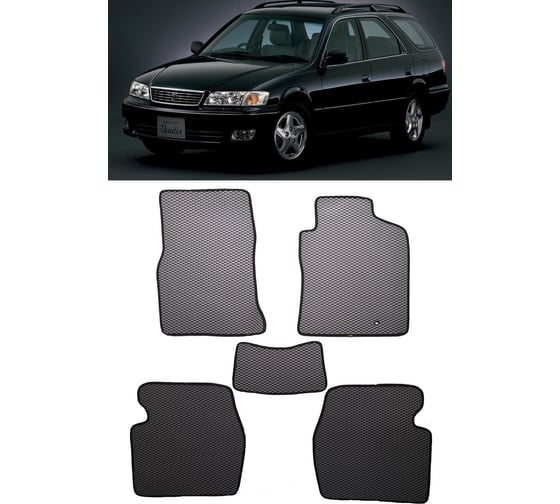 Ковры в салон автомобиля Eva Smart toyota mark ii qualis viii (x100) правый руль универсал 1996 - 2002 эва сота чёрные c синей окантовкой 2797-B5B2-S 1