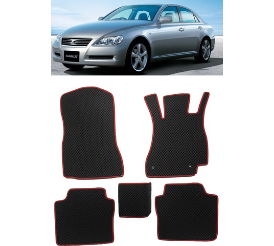 Ковры в салон автомобиля Eva Smart toyota mark x (x120) правый руль 2004 - 2009 эва сота бежевые c красной окантовкой 3380-A1A7-S 1
