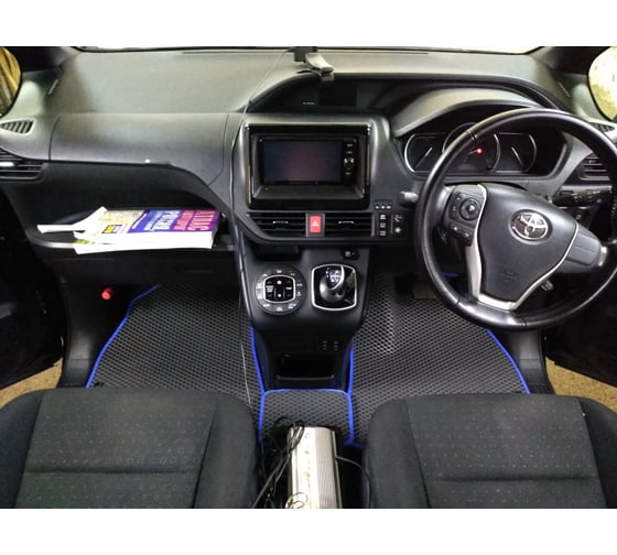 Ковры в салон автомобиля Eva Smart toyota noah iii (r80) правый руль минивэн 6мест 2014 - эва сота бежевые c синей окантовкой 3148-A1B2-S