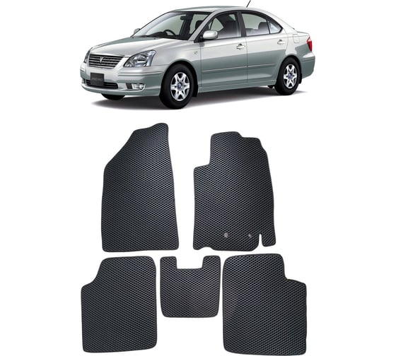 Ковры в салон автомобиля Eva Smart toyota premio i (t24) правый руль 2001 - 2004 эва сота чёрные c красной окантовкой 3387-B5A7-S 1