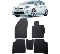 Ковры в салон автомобиля Eva Smart toyota prius (zvw30) правый руль 2009 - 2011 эва сота чёрные c коричневой окантовкой 2660-B5A6-S
