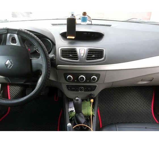 Ковры в салон автомобиля Eva Smart renault fluence седан 2010 - 2017 эва сота чёрные c красной окантовкой 1691-B5A7-S