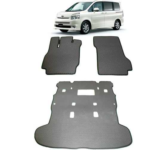 Ковры в салон автомобиля Eva Smart toyota voxy r70 правый руль 8мест 2007 - 2010 эва сота серые c синей окантовкой 2667-B1B2-S 1