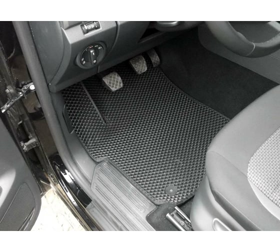 Ковры в салон автомобиля Eva Smart volkswagen amarok 2010 - эва сота коричневые c синей окантовкой 1855-A6B2-S