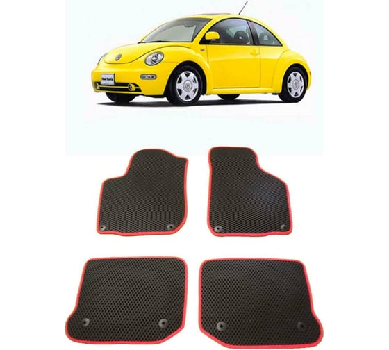 Ковры в салон автомобиля Eva Smart volkswagen beetle a4 1998 - 2005 эва сота коричневые c синей окантовкой 2200-A6B2-S 1