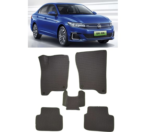 Ковры в салон автомобиля Eva Smart volkswagen bora v 2018 - эва сота чёрные c серой окантовкой 3566-B5B1-S 1
