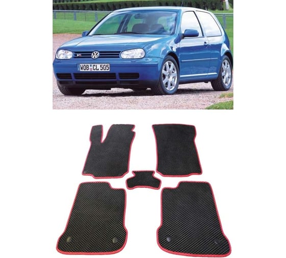 Ковры в салон автомобиля Eva Smart volkswagen golf iv 1997 - 2003 эва сота коричневые c синей окантовкой 1863-A6B2-S 1