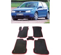 Ковры в салон автомобиля Eva Smart volkswagen golf iv 1997 - 2003 эва сота бежевые c красной окантовкой 1863-A1A7-S