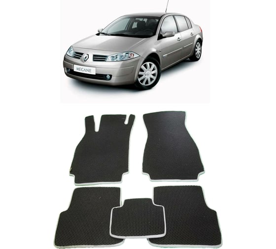 Ковры в салон автомобиля Eva Smart renault megane ii 2002 - 2009 эва сота серые c бежевой окантовкой 1701-B1A1-S 1