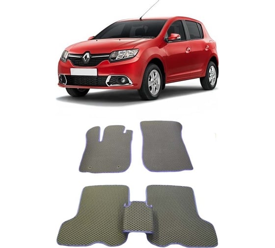 Ковры в салон автомобиля Eva Smart renault sandero ii 2014 - эва сота чёрные c черной окантовкой 1703-B5B5-S