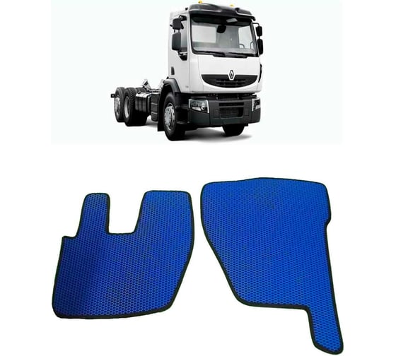 Ковры в салон автомобиля Eva Smart renault premium тягач 1997 - 2006 эва сота чёрные c синей окантовкой 2639-B5B2-S 1