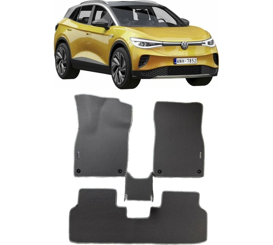 Ковры в салон автомобиля Eva Smart volkswagen id 4 2020 - эва сота чёрные c черной окантовкой 3918-B5B5-S 1