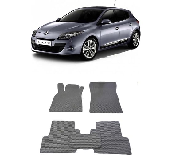 Ковры в салон автомобиля Eva Smart renault megane iii 5дв 2008 - 2016 эва сота чёрные c коричневой окантовкой 1700-B5A6-S