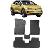 Ковры в салон автомобиля Eva Smart volkswagen id 4 2020 - эва сота чёрные c синей окантовкой 3918-B5B2-S