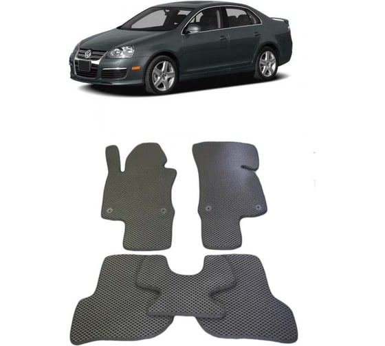 Ковры в салон автомобиля Eva Smart volkswagen jetta v 2005 - 2011 эва сота бежевые c синей окантовкой 1870-A1B2-S 1
