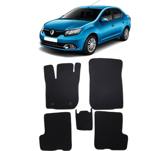 Ковры в салон автомобиля Eva Smart renault logan ii 2012 - эва сота бежевые c черной окантовкой 1698-A1B5-S 1