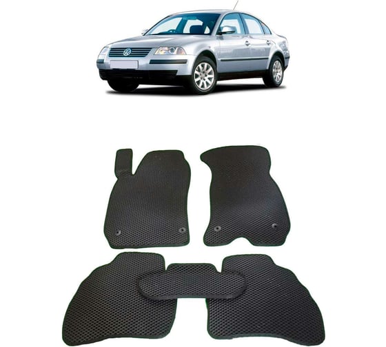 Ковры в салон автомобиля Eva Smart volkswagen passat b5 plus 2000 - 2005 эва сота серые c красной окантовкой 2552-B1A7-S