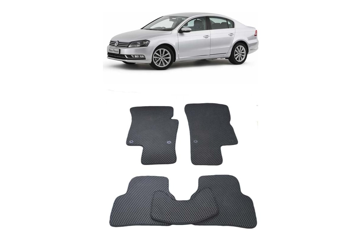 Ковры в салон автомобиля Eva Smart volkswagen passat b7 2011 - 2015 эва  сота коричневые c синей окантовкой 1877-A6B2-S - заказать в  интернет-магазине: цена, описание, отзывы.