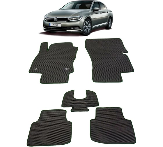 Ковры в салон автомобиля Eva Smart volkswagen passat b8 седан 2016 - эва сота серые c красной окантовкой 2188-B1A7-S