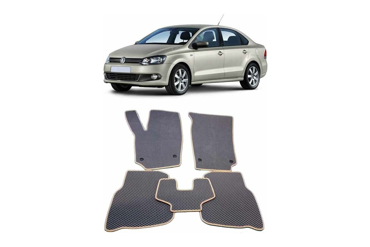 Ковры в салон автомобиля Eva Smart volkswagen polo v седан 2009 - 2020 эва  сота чёрные c серой окантовкой 1879-B5B1-S - заказать в интернет-магазине:  цена, описание, отзывы.