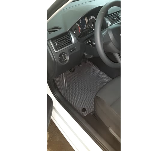Ковры в салон автомобиля Eva Smart volkswagen polo vi лифтбек вариант макси 3d 2020 - эва сота чёрные c коричневой окантовкой 3192-B5A6-S