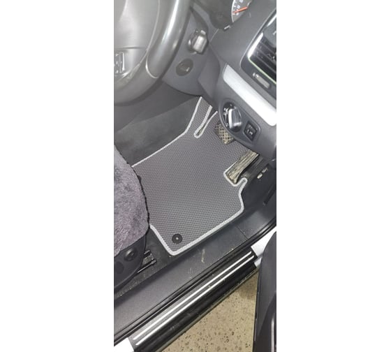 Ковры в салон автомобиля Eva Smart volkswagen sharan ii правый руль 5мест 2010 - 2015 эва сота чёрные c коричневой окантовкой 3760-B5A6-S