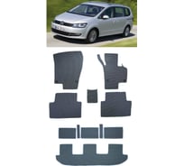 Ковры в салон автомобиля Eva Smart volkswagen sharan ii правый руль 7мест 2010 - 2015 эва сота чёрные c коричневой окантовкой 3759-B5A6-S