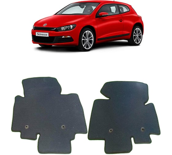 Ковры в салон автомобиля Eva Smart volkswagen scirocco вариант макси 3d 2008 - 2014 эва сота чёрные c синей окантовкой 2608-B5B2-S