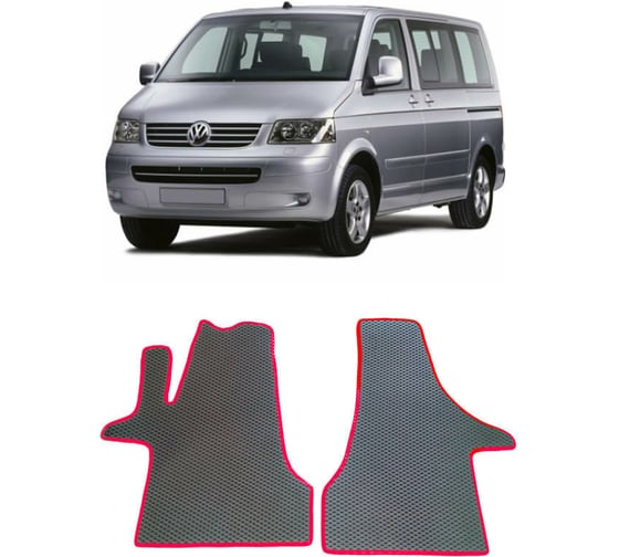 Ковры в салон автомобиля Eva Smart volkswagen t5 multivan 2003 - 2015 эва сота чёрные c красной окантовкой 1859-B5A7-S 1