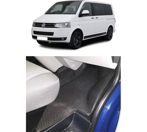 Ковры в салон автомобиля Eva Smart volkswagen t6 caravelle 2015 - эва сота чёрные c бежевой окантовкой 2782-B5A1-S 1