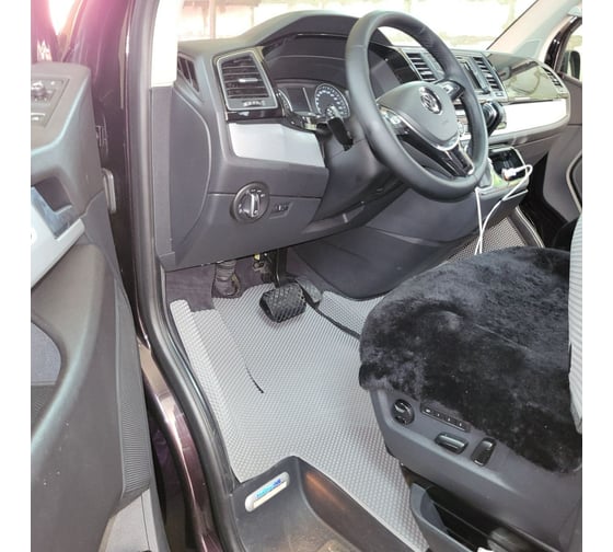 Ковры в салон автомобиля Eva Smart volkswagen t6 multivan 2015 - 2020 эва сота бежевые c черной окантовкой 3883-A1B5-S