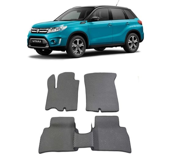 Ковры в салон автомобиля Eva Smart suzuki vitara ii 2014 - эва сота чёрные c серой окантовкой 1783-B5B1-S