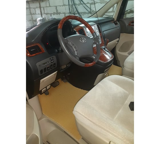 Ковры в салон автомобиля Eva Smart toyota alphard i 7мест 2002 - 2005 эва сота бежевые c синей окантовкой 3459-A1B2-S