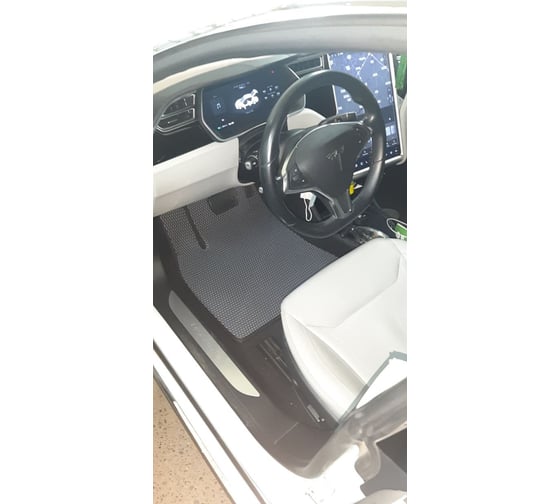 Ковры в салон автомобиля Eva Smart tesla model s 2012 - 2016 эва сота коричневые c синей окантовкой 3563-A6B2-S