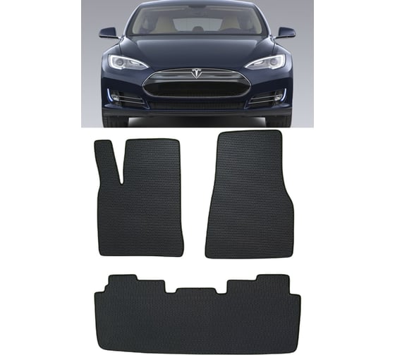 Ковры в салон автомобиля Eva Smart tesla model s 2012 - 2016 эва сота бежевые c синей окантовкой 3563-A1B2-S