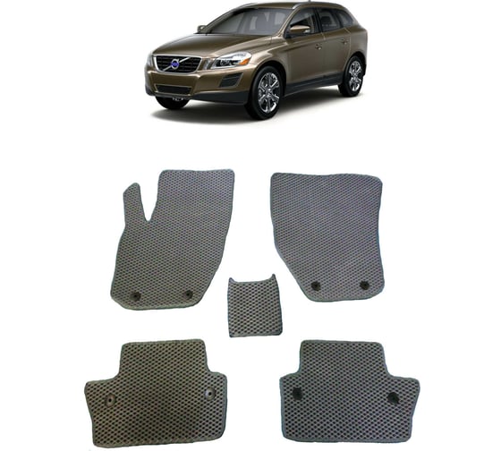 Ковры в салон автомобиля Eva Smart volvo xc60 i 2008 - 2017 эва сота серые c красной окантовкой 1901-B1A7-S 1