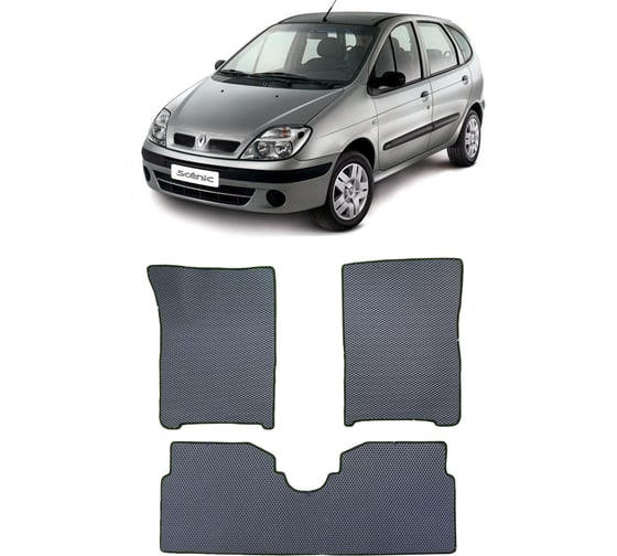 Ковры в салон автомобиля Eva Smart renault scenic i 1996 - 2003 эва сота чёрные c серой окантовкой 3773-B5B1-S 1