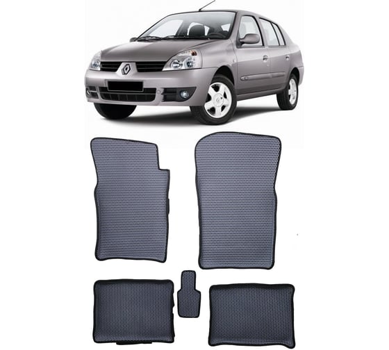 Ковры в салон автомобиля Eva Smart renault symbol i вариант макси 3d 1998 - 2008 эва сота бежевые c синей окантовкой 3406-A1B2-S