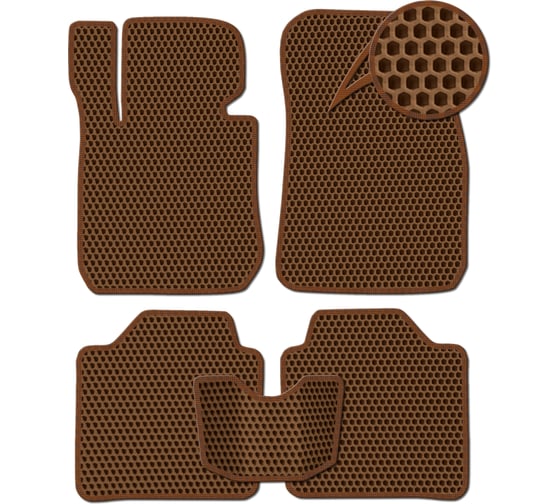 Ковры в салон автомобиля Eva Smart scania g 440 эва сота коричневые c коричневой окантовкой 2641-A6A6-S 1
