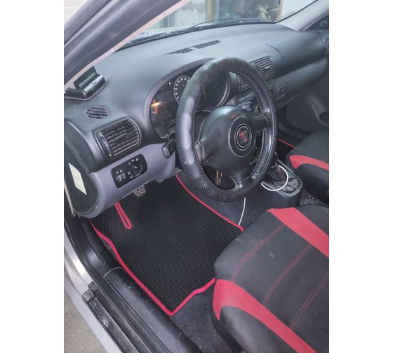Ковры в салон автомобиля Eva Smart seat leon i 1999 - 2006 эва сота бежевые c коричневой окантовкой 3521-A1A6-S