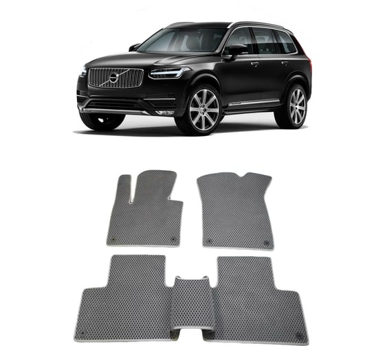 Ковры в салон автомобиля Eva Smart volvo xc90 ii 5мест 2014 - эва сота серые c красной окантовкой 1907-B1A7-S 1