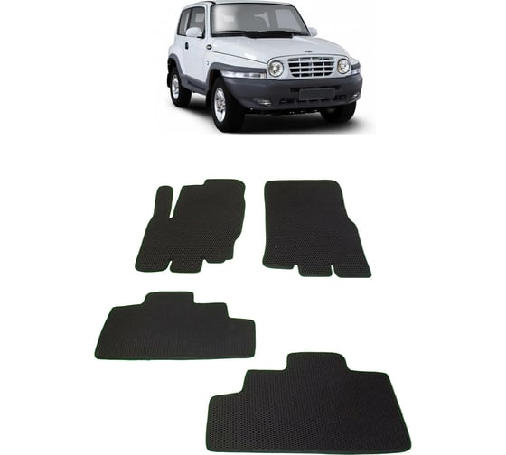 Ковры в салон автомобиля Eva Smart тагаз tager 3дв 2008 - 2011 эва сота коричневые c красной окантовкой 1935-A6A7-S 1