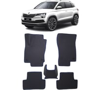 Ковры в салон автомобиля Eva Smart skoda karoq 2017 - эва сота чёрные c бежевой окантовкой 3121-B5A1-S