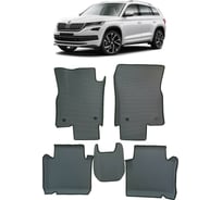Ковры в салон автомобиля Eva Smart skoda kodiaq 5мест вариант макси 3d 2016 - эва сота коричневые c красной окантовкой 3469-A6A7-S