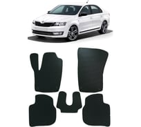 Ковры в салон автомобиля Eva Smart skoda rapid i 2012 - 2020 эва сота чёрные c черной окантовкой 1728-B5B5-S